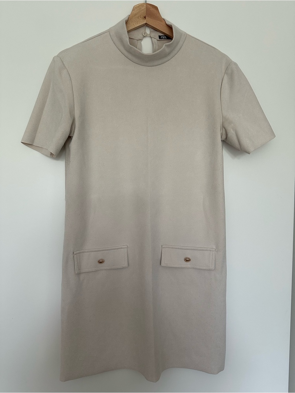 Zara Cream Short-Sleeve Shirt Dress